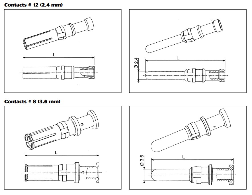Mechanical Drawing - SOURIAU 8291 High Power Circular Contacts